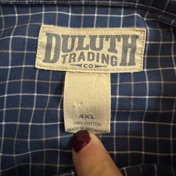 Duluth Trading Co Blue Check Button Down 4XL - Picture 3 of 4
